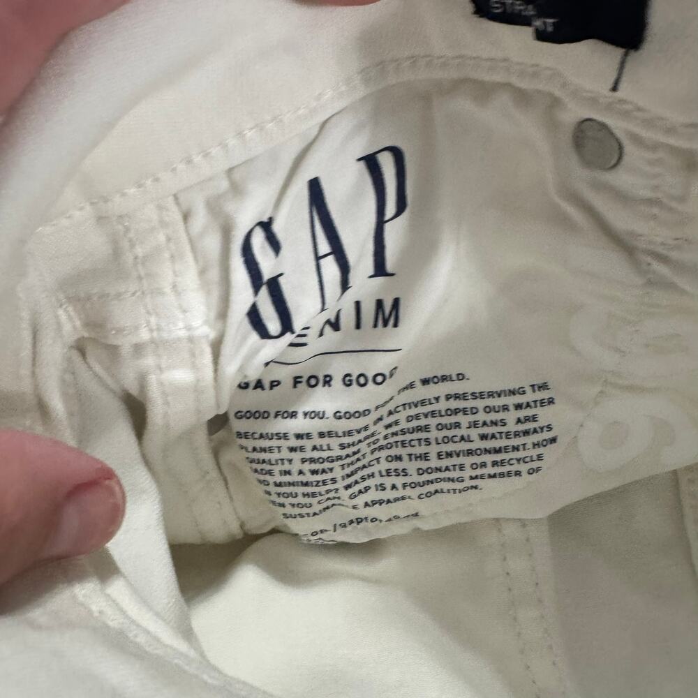 GAP Denim White Distressed Jeans Slim Straight Women's Size 27 Regular / Size 4 - Picture 8 of 12
